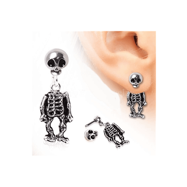 Pair of 316L Surgical Steel Two-Piece Skeleton Dangle Earrings T575-S0671347665