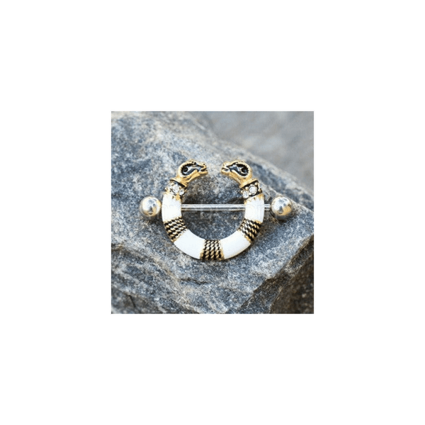 316L Stainless Steel Golden Egyptian Ram Circular Nipple Shield T575-S0671357468