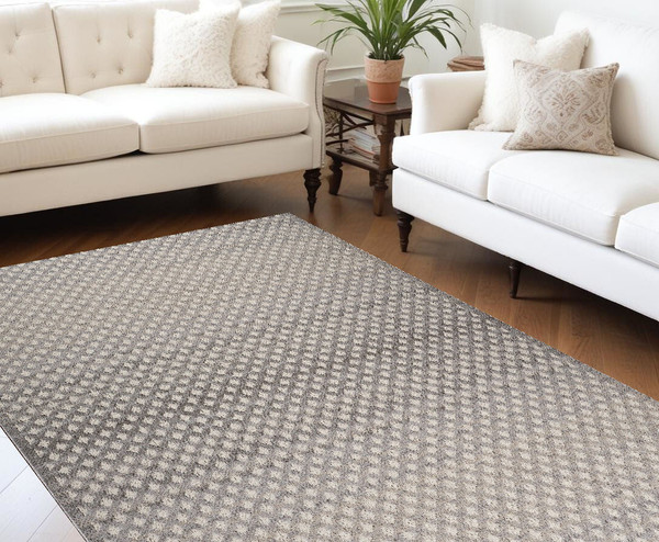 7' X 10' Gray and Beige Moroccan Distressed Area Rug N270-558401