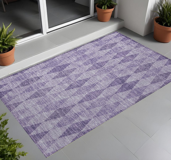 3' X 5' Purple Geometric Washable Non Skid Indoor Outdoor Area Rug N270-563262