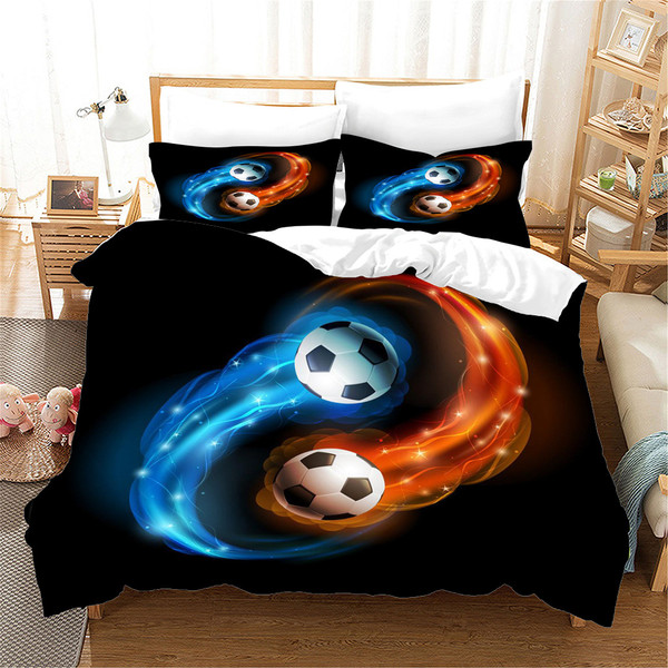 Color: J, Size: 200X200 - Sports Football Series Three-piece Bed Q119-CJCZ116990958FU