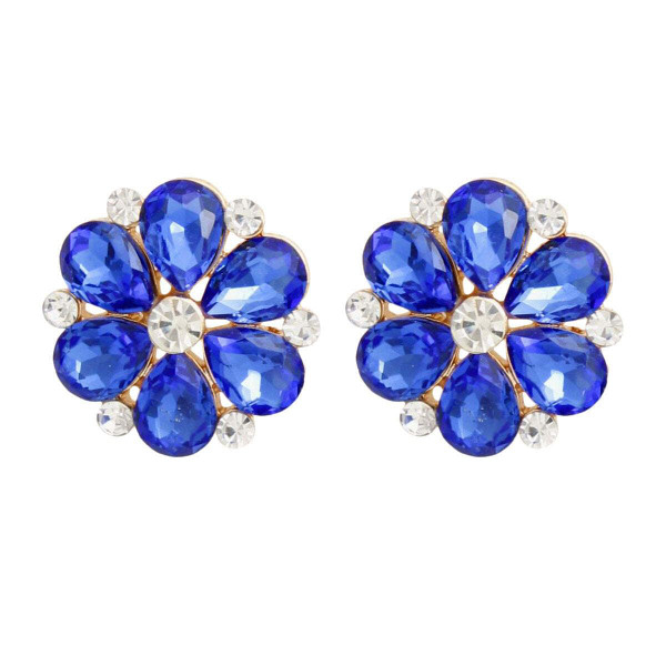 Stud Royal Blue Flower Small Stone Earrings Women T226-9485301809471