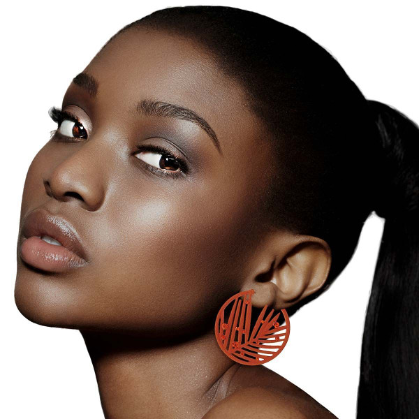 Burnt Orange Rubber Coated Leaf Hoops T226-9485639418175
