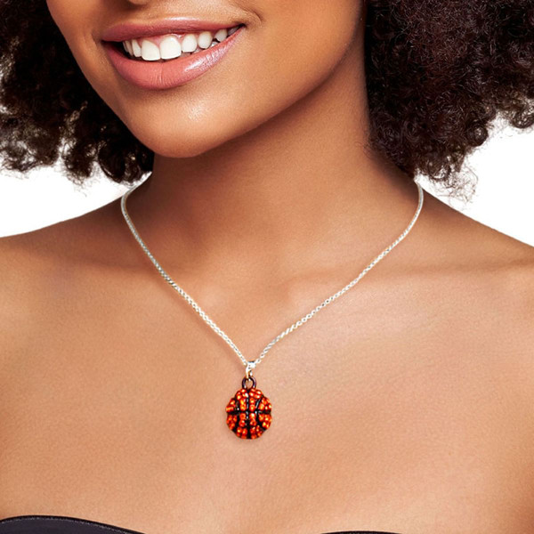 Orange Rhinestone Basketball Necklace T226-9485611106623