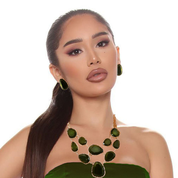 Short Necklace Irregular Resin Teardrop inset T226-9485941932351