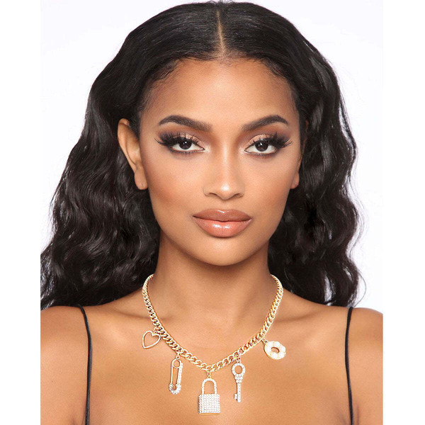 Gold Love Lock Charm Necklace T226-9485758726463