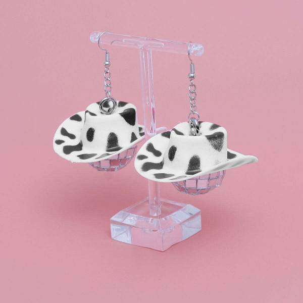 Black Cowgirl Disco Ball Earrings T226-9485489963327