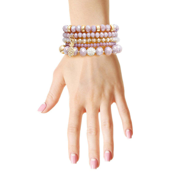 Light Purple Pineapple Charm Bracelets T226-9485632897343