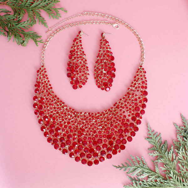 Brilliant Red Round Cut Crystal Necklace T226-9485884948799