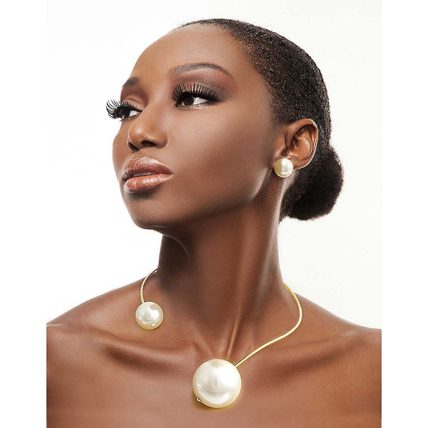 Gold Rigid Wrap Pearl Choker T226-9485320323391