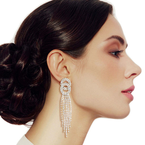 Gold Double Circle Fringe Earrings T226-9485713965375