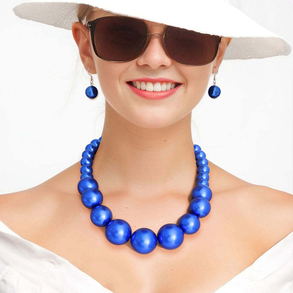 Royal Blue Graduated Bubble Gum Pearls T226-9485491208511
