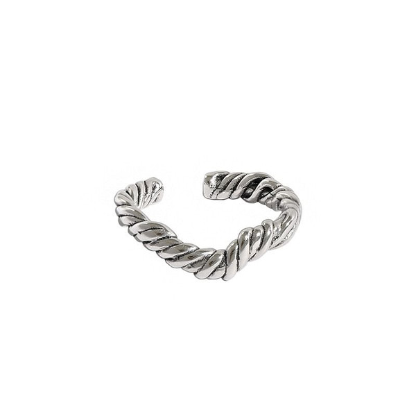 Vintage Twisted V Wave 925 Sterling Silver Adjustable Ring R866-HFH_624540283801