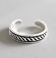 Vintage Rose Flower Twisted 925 Sterling Silver Adjustable Tail Ring R866-HFH_43868147312