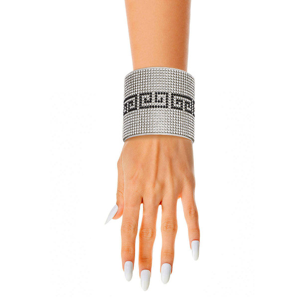 Greek Key Glamour Cuff - Silver Stripe T226-9485711933759