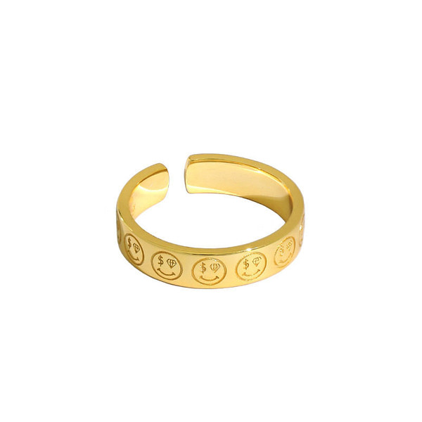 Gift Dollars Diamond Smile Face 925 Sterling Silver Adjustable Ring R866-HFH_632304809588