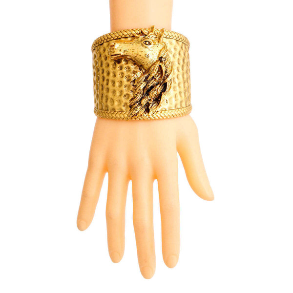Burnished Gold Horse Hammered Cuff T226-9485879247167