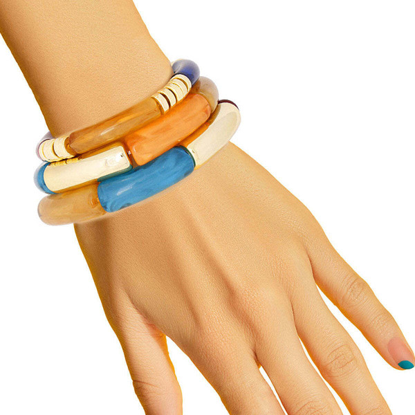 Dark Multi Tube Stretch Bangles T226-9485535019327