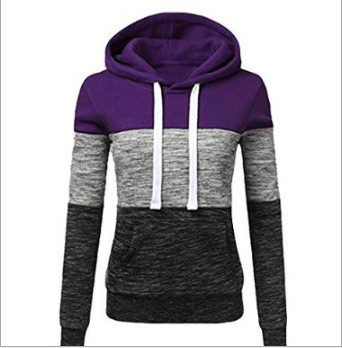 Color: Purple, size: M - Colorblock Hooded Drawstring Sweater Q119-CJNSSYWY01193-Purple-M