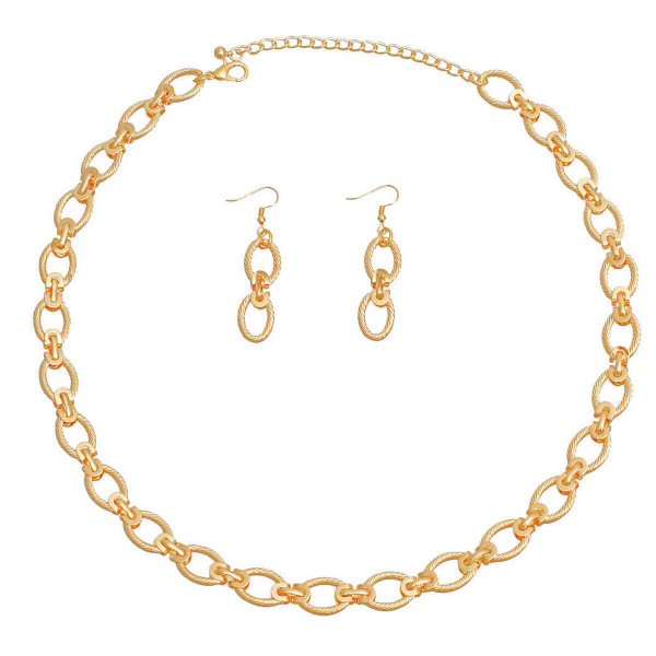 Twisted Oval Gold Metal Chain Set T226-9485595640127