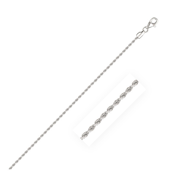 Size: 20'' - 14k White Gold Solid Diamond Cut Rope Chain (1.80 mm) P150-04308-20