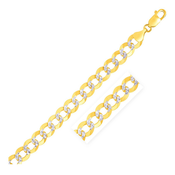 Size: 24'' - 10 mm 14k Two Tone Gold Pave Curb Chain (9.70 mm) P150-75813-24