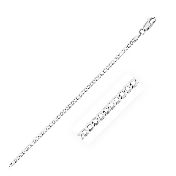 Size: 18'' - 14k White Gold Solid Curb Chain (2.60 mm) P150-07460-18