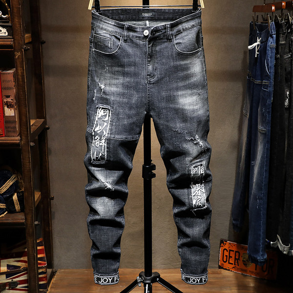 Color: Black, Size: 42 - Japanese blue and black jeans Q119-CJNSXZNZ01661-Black-42