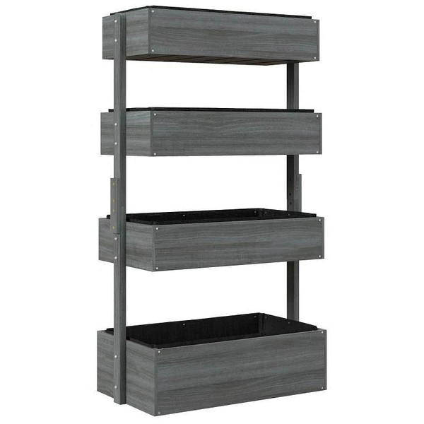4 Tier Vertical Wooden Planter Box Raised Bed Grey Q280-GRVGA32554