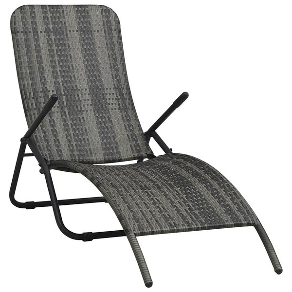  Folding Sun Lounger Poly Rattan Gray A949-48128