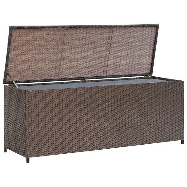 Patio Storage Box Brown 47.2"x19.7"x23.6" Poly Rattan A949-42499