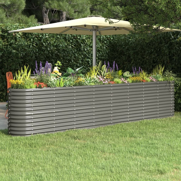 Garden Raised Bed Galvanized Steel 130.7"x15.7"x26.8" Gray A949-318909