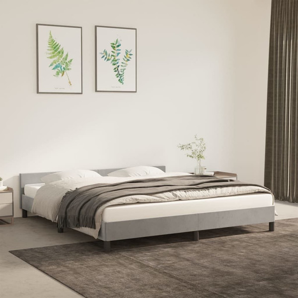 Bed Frame without Mattress Light Gray King Velvet A949-347609