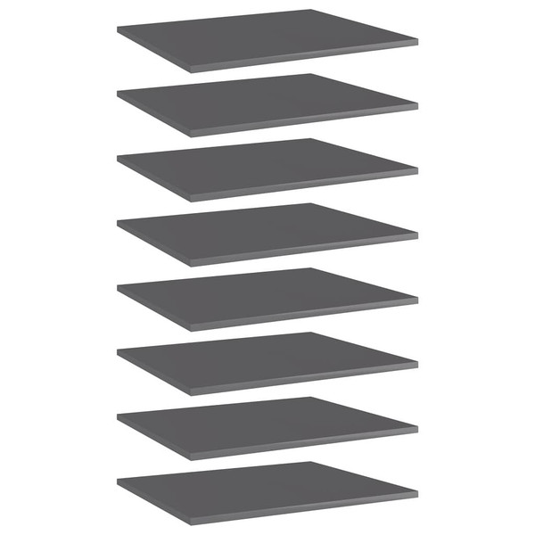 Bookshelf Boards 8 pcs High Gloss Gray 23.6"x19.7"x0.6" Engineered Wood A949-805281