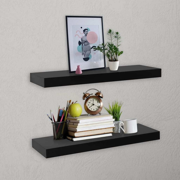 Floating Wall Shelves 2 pcs Black 15.7"x7.9"x1.5 A949-288200