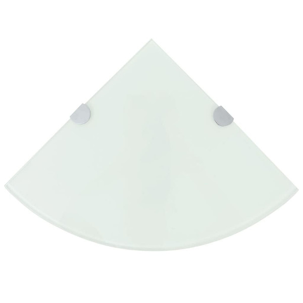 Corner Shelf with Chrome Supports Glass White 9.8"x9.8 A949-243858