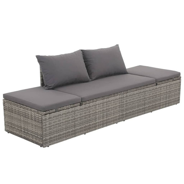  Patio Bed Gray 76.8"x23.6" Poly Rattan A949-43955