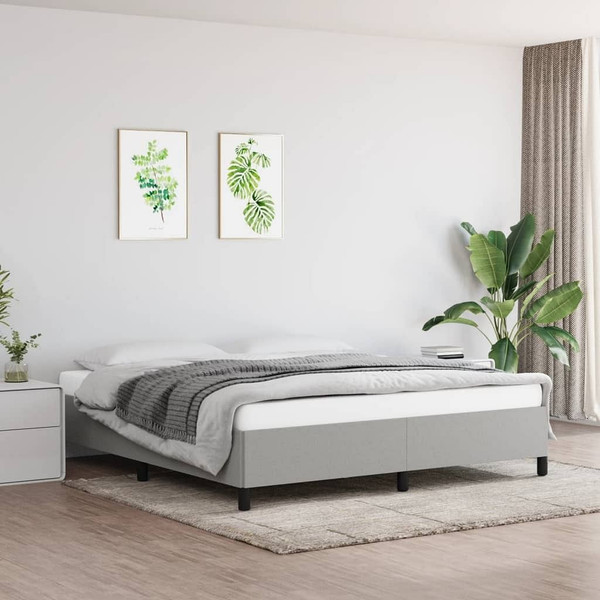  Bed Frame without Mattress Light Gray 76"x79.9" King Fabric A949-347110