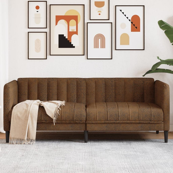  Sofa 2-Seater Brown Faux Suede Leather A949-372612