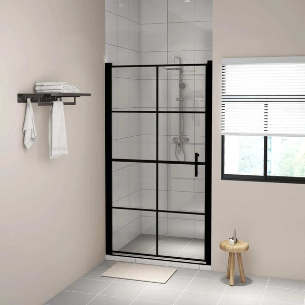 Shower Doors Tempered Glass 39.4"x70.1" Black A949-148892