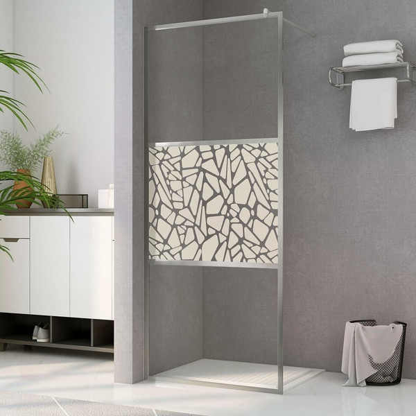 Walk-in Shower Wall ESG Glass with Stone Design 31.5"x76.8 A949-146650