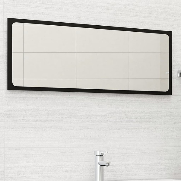 Bathroom Mirror Black 39.4"x0.6"x14.6" Engineered Wood A949-804631