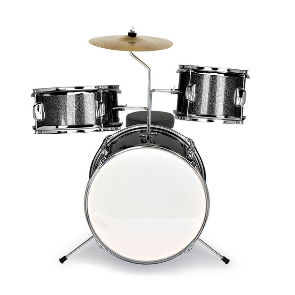 14"x10" 3-Pieces Junior Kids Drum Set Kit Pedal Drum Stick Wrench Drum Stool Black T575-S0671383908