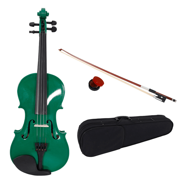 New 4/4 Acoustic Violin Case Bow Rosin Green T575-S0671282662