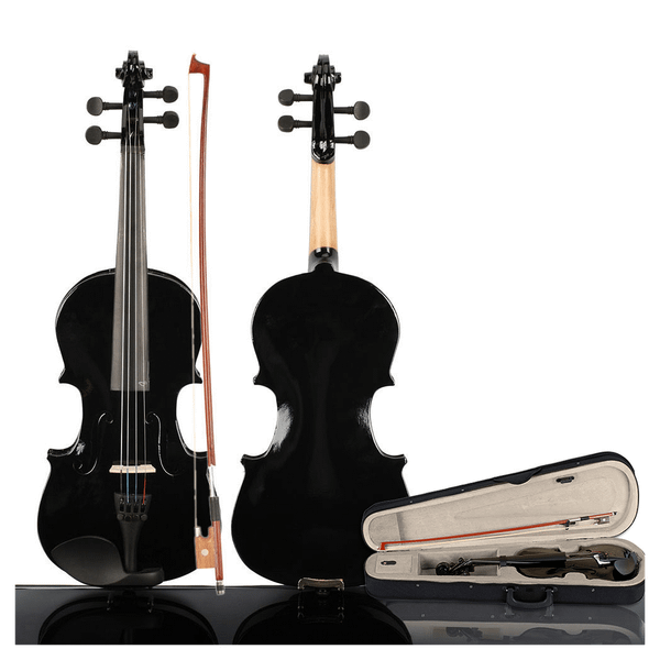 New 3/4 Acoustic Violin Case Bow Rosin Black T575-S0671272417