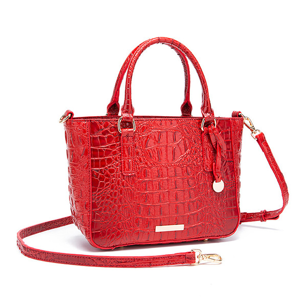 Color: Red - Women's Fashion Retro Brahmin Crocodile Pattern Portable Underarm Messenger Bag Q119-CJNS203150605EV