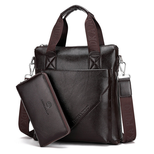 Color: Brown, Style: 2 - 2021 men's leather handbag, shoulder handbag, leather business briefcase,  Q119-CJBHNSNS00872-Brown-2