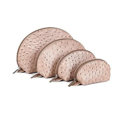 Color: Coral - COSMO Cosmetic Faux Ostrich Cases In Set of 4 K290-3734419269