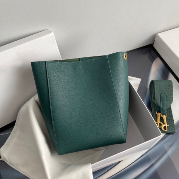Color: Green, Size: 22x28x13.5cm - Cowhide Large Bucket Large Capacity Shoulder Bag Q119-CJNS168564409IR