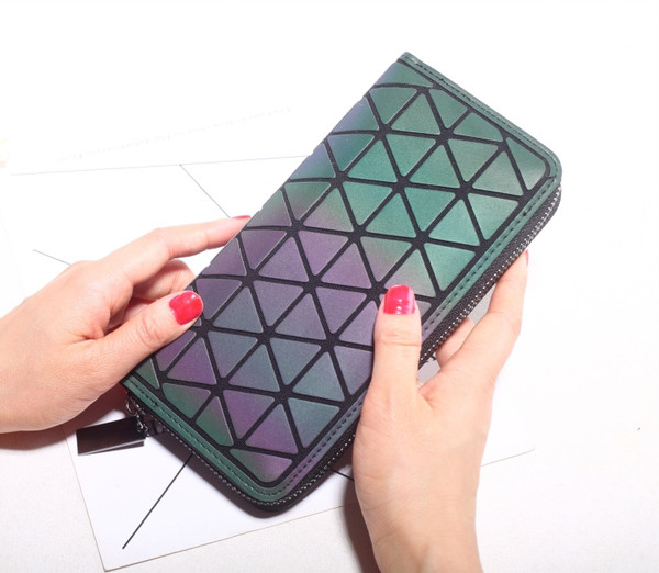 Style: 3 - Women Geometry Three Folds Wallets Women Long Wallet Purse Luminous Zipper Ladies Clutch Q119-CJBHNSNS03181-3